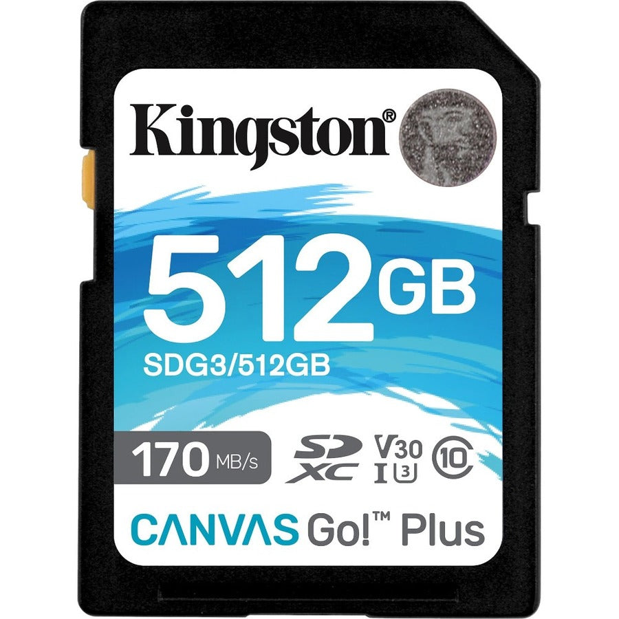 Carte mémoire Kingston Canvas Go! Plus 512 Go Classe 10/UHS-I (U3) SDXC SDG3/512 Go