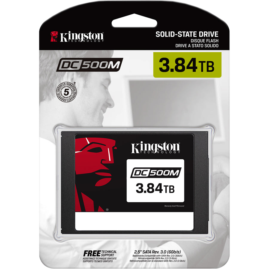 Disque SSD Kingston DC500 DC500M 3,84 To - 2,5" interne - SATA (SATA/600) - Utilisation mixte SEDC500M/3840G
