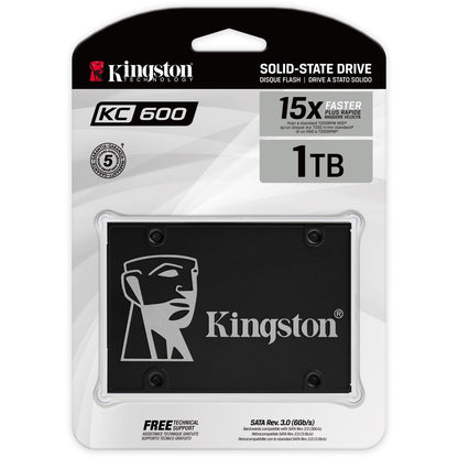 Disque SSD Kingston KC600 1 To - 2,5" interne - SATA (SATA/600) - Support 3,5" SKC600B-1024G