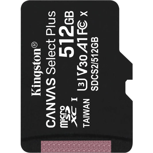 Carte microSDXC Kingston Canvas Select Plus 512 Go Classe 10/UHS-I (U3) - 1 paquet SDCS2/512GBSP