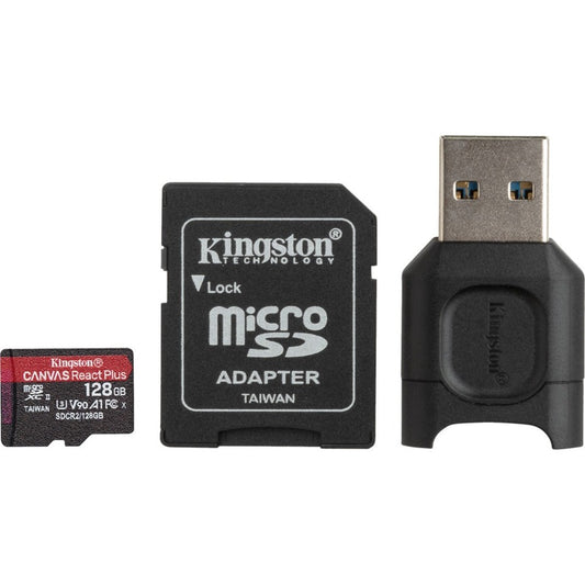 Carte microSDXC Kingston Canvas React Plus 128 Go Classe 10/UHS-II (U3) MLPMR2/128 Go
