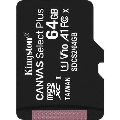 Kingston Canvas Select Plus 64 Go Classe 10/UHS-I (U1) microSDXC - 1 Pack SDCS2/64GBSP