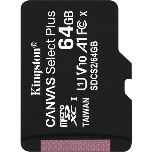 Kingston Canvas Select Plus 64 Go Classe 10/UHS-I (U1) microSDXC - 1 Pack SDCS2/64GBSP
