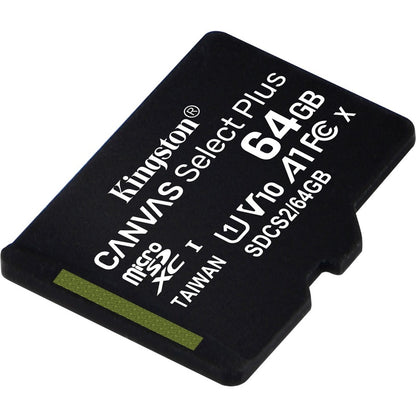 Kingston Canvas Select Plus 64 Go Classe 10/UHS-I (U1) microSDXC - 1 Pack SDCS2/64GBSP