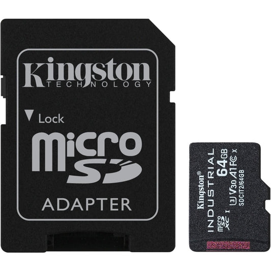 Carte microSDXC Kingston Industrial 64 Go Classe 10/UHS-I (U3) V30 SDCIT2/64 Go