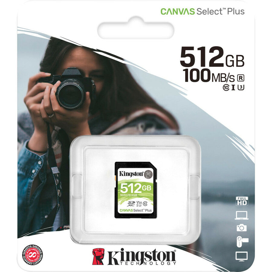 Kingston Canvas Select Plus 512 GB Class 10/UHS-I (U3) SDXC - 1 Pack SDS2/512GB
