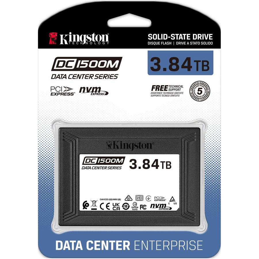Disque SSD Kingston DC1500M 3,84 To - 2,5" interne - U.2 (PCI Express NVMe 3.0 x4) - Utilisation mixte SEDC1500M/3840G