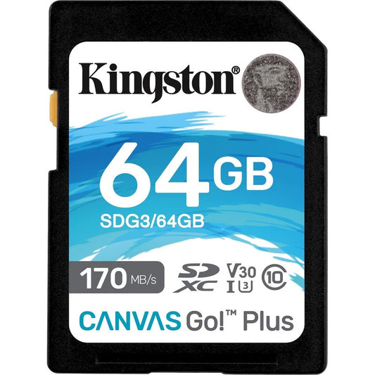 Carte mémoire Kingston Canvas Go! Plus 64 Go Classe 10/UHS-I (U3) SDXC SDG3/64 Go