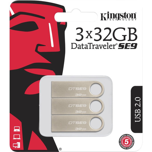 Kingston 32 Go USB 2.0 DataTraveler SE9 (boîtier métallique) (lot de 3) DTSE9H/32GB-3P
