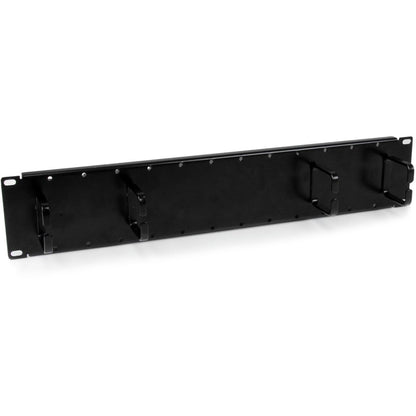 StarTech.com Panneau de gestion de câbles horizontal double face 2U avec passe-doigts et crochets à anneau en D CMPNL2U
