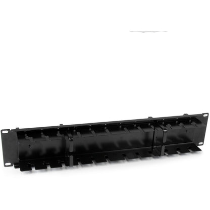 StarTech.com Panneau de gestion de câbles horizontal double face 2U avec passe-doigts et crochets à anneau en D CMPNL2U