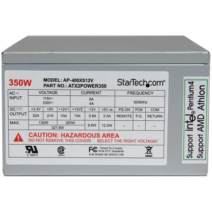 StarTech.com Computer Power supply ( internal ) - 20/24 Pin - ATX12V 2.01 - AC 115/230 V - 350 Watt ATX2POWER350