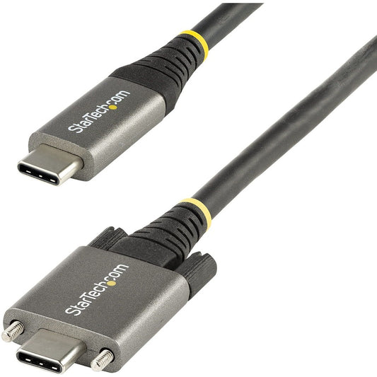StarTech.com Câble USB C à verrouillage latéral de 50 cm 10 Gbit/s, câble USB 3.1 Gen 2 Type-C, PD 5 A/100 W, mode DP Alt, cordon USB-C à double verrouillage à vis USB31CCSLKV50CM
