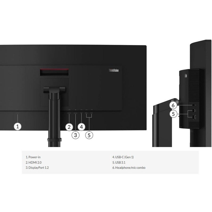 Lenovo ThinkVision T34w-20 34" WQHD Curved Screen WLED LCD Monitor - 21:9 - Raven Black 61F3GAR1US