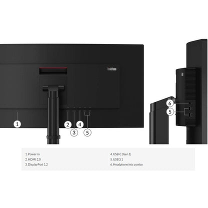 Lenovo ThinkVision T34w-20 34" WQHD Curved Screen WLED LCD Monitor - 21:9 - Raven Black 61F3GAR1US