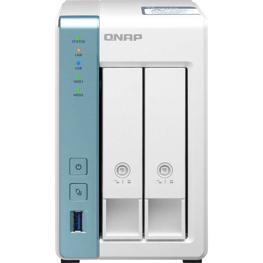 NAS QNAP Quad-core 1,7 GHz avec 2,5 GbE et applications riches en fonctionnalités pour la maison et le bureau TS-231P3-2G-US