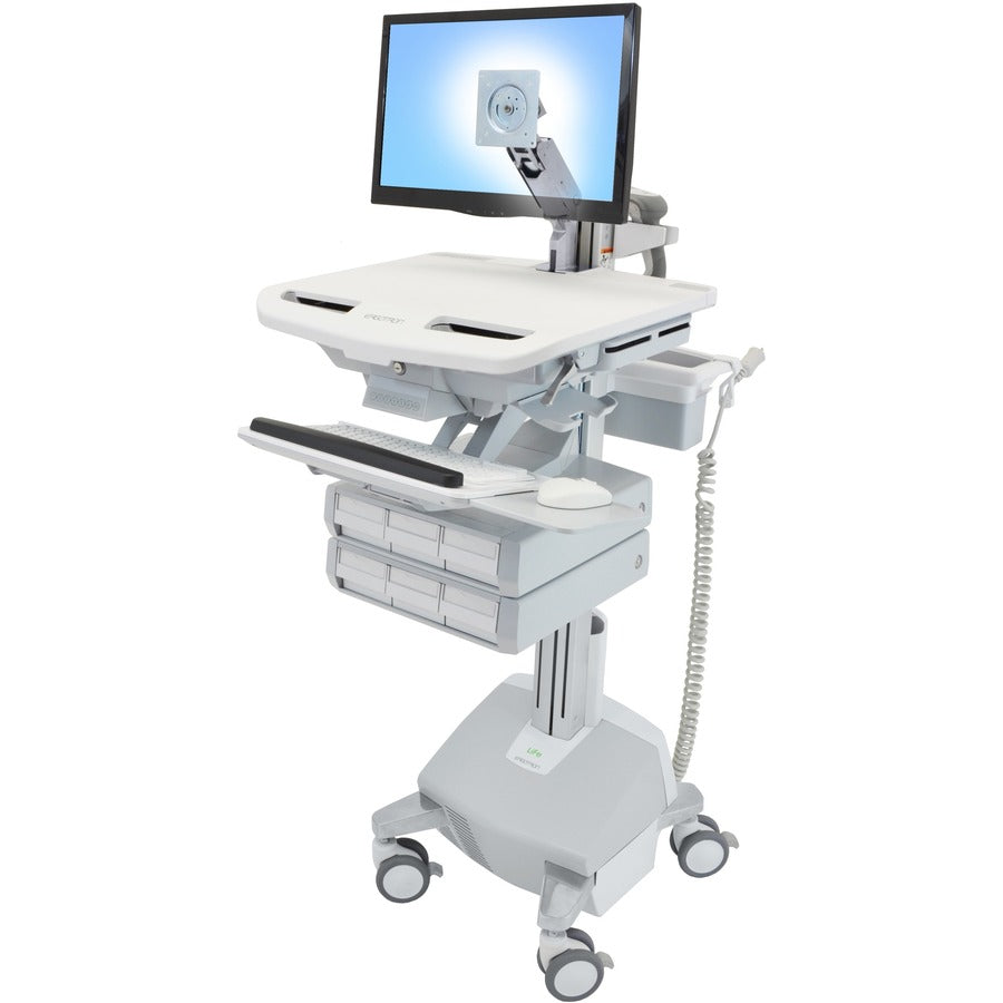 Chariot Ergotron StyleView avec bras LCD, alimentation LiFe, 6 tiroirs SV44-1262-1