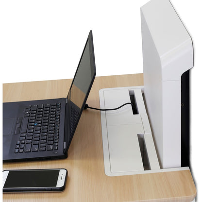 Ergotron WorkFit Elevate with Power Access (Mendota Maple) Sit-Stand Wall Desk 24-802-S893