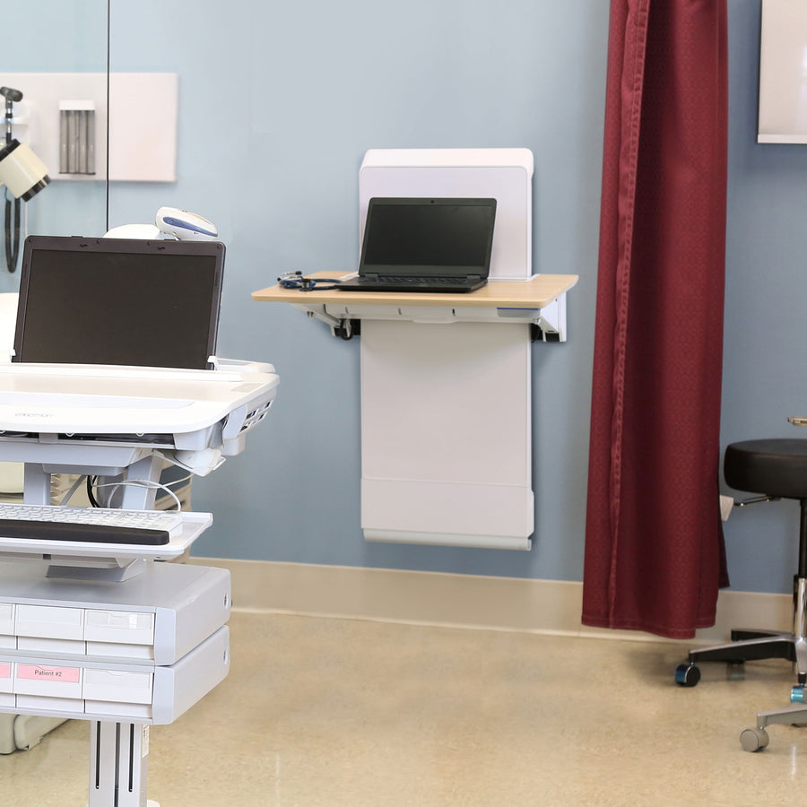 Ergotron WorkFit Elevate with Power Access (Mendota Maple) Sit-Stand Wall Desk 24-802-S893