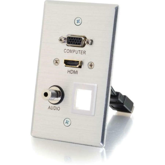 Plaque murale traversante C2G HDMI, VGA, 3,5 mm et Keystone - Aluminium 39705