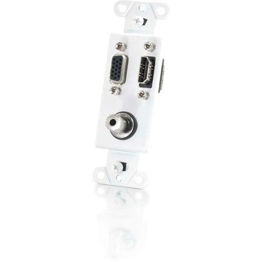 C2G NOUVEAU !! Plaque murale décorative HDMI, HD15 VGA, 3,5 mm, blanche 41031