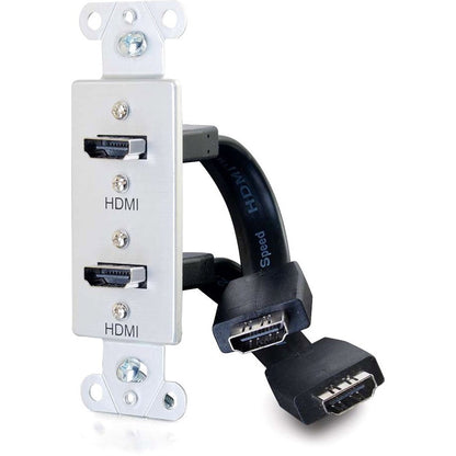 Plaque murale décorative C2G avec deux câbles HDMI en aluminium 39875