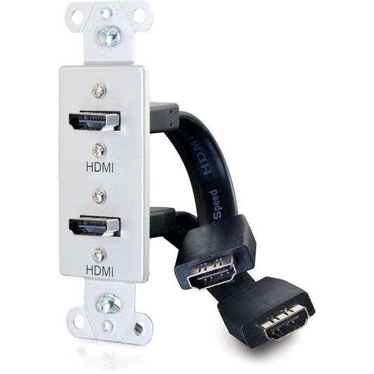 Plaque murale décorative C2G avec deux câbles HDMI en aluminium 39875