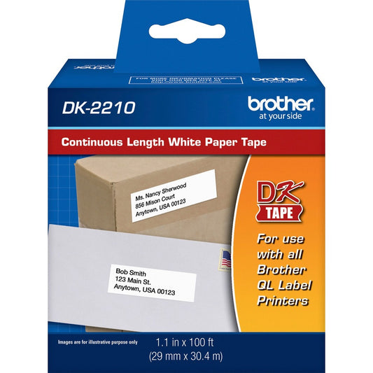 Ruban adhésif blanc continu Brother DK2210