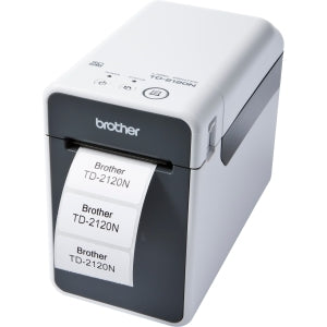 Imprimante thermique directe de bureau Brother TD-2120N - Monochrome - Impression d'étiquettes/reçus - Ethernet - USB - Série - Bluetooth - Blanc, Gris TD2120NBL
