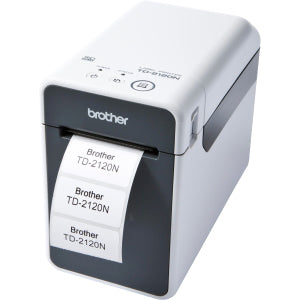 Brother TD-2120N Desktop Direct Thermal Printer - Monochrome - Label/Receipt Print - Ethernet - USB - Serial - White, Gray TD2120NT
