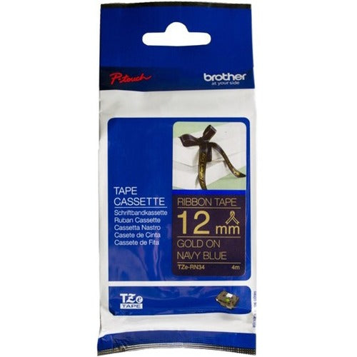 Ruban adhésif Brother PTouch Gold sur bleu marine 12 mm x 4 m TZERN34
