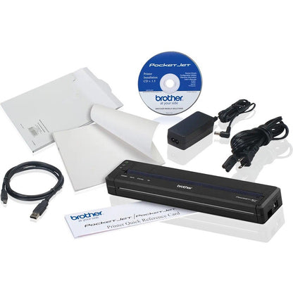 Brother PocketJet PJ722 Mobile Direct Thermal Printer - Monochrome - Label/Receipt Print - USB - Battery Included PJ722-BK