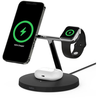 Belkin BOOST&uarr;CHARGE Pro 3-in-1 Wireless Charger With MagSafe WIZ009TTBK