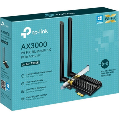 Adaptateur combiné Wi-Fi/Bluetooth 5.0 IEEE 802.11ax Bluetooth 5.0 TP-Link Archer TX50E pour ordinateur de bureau ARCHER TX50E
