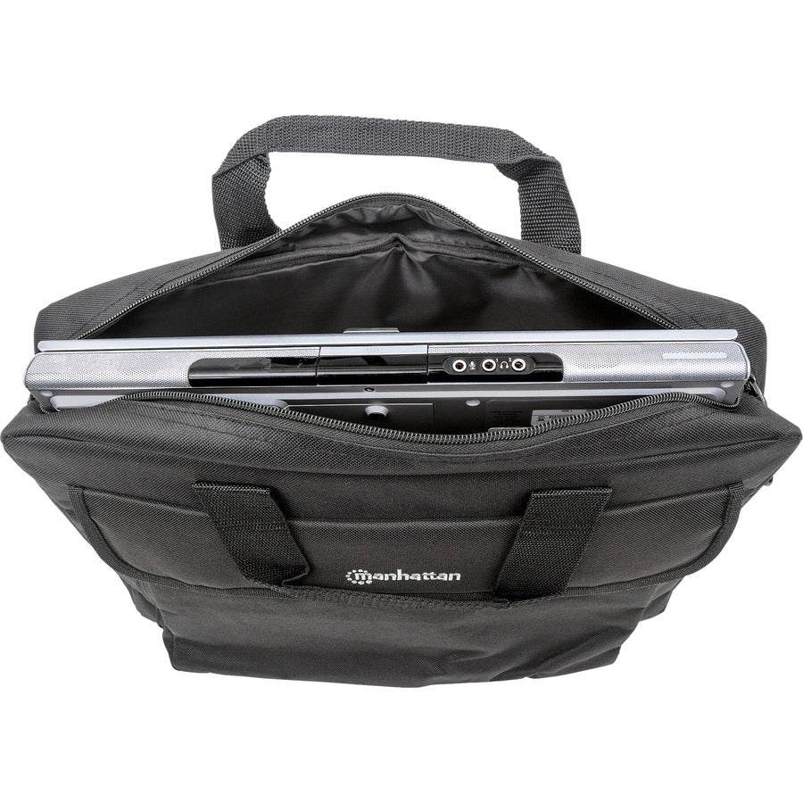 Manhattan London Laptop Bag 15.6" , Top Loader, Black, LOW COST, Accessories Pocket, Shoulder Strap (removable), Cheaper alternative to Targus TAR300, Notebook Case, Three Year Warranty 438889