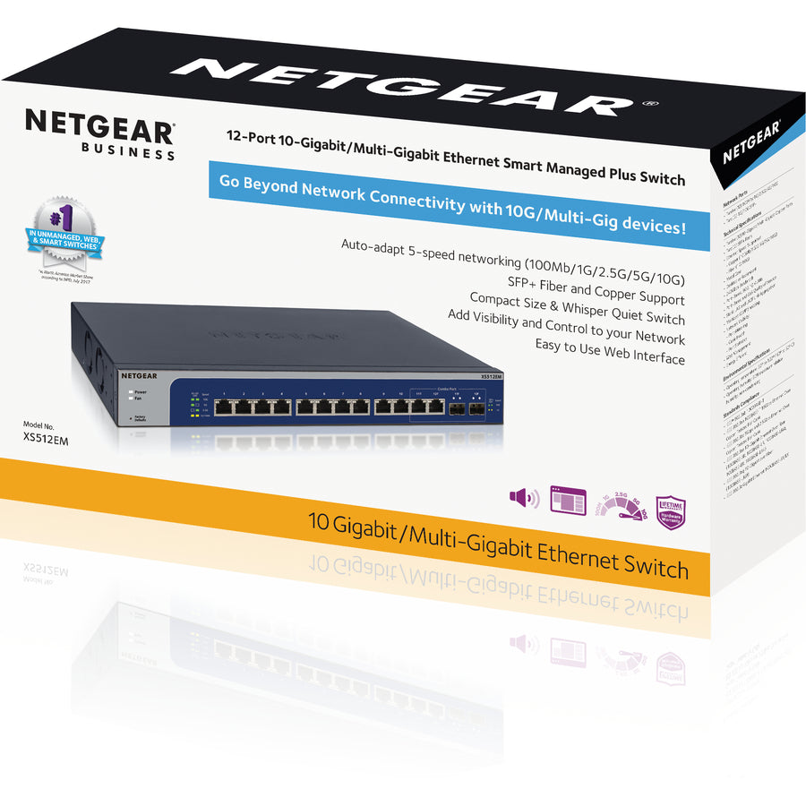 Commutateur Ethernet 10 Gigabit/Multi-Gigabit Smart Managed Plus de Netgear à 12 ports (XS512EM) XS512EM-100NAS