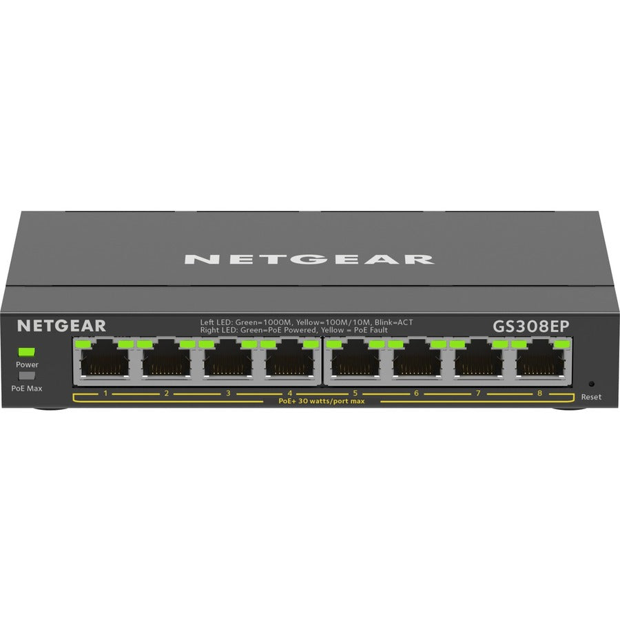 Commutateur Ethernet Gigabit PoE+ Smart Manageable Plus Netgear 8 ports GS308EP-100NAS