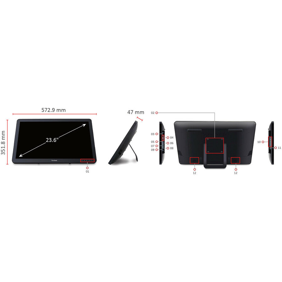 Ordinateur tout-en-un Viewsonic IFP2410 - Rockchip Cortex A17 RK3288W - 2 Go de RAM DDR3 SDRAM - Capacité de mémoire flash de 16 Go - Écran tactile 24" 1920 x 1080 - Ordinateur de bureau IFP2410