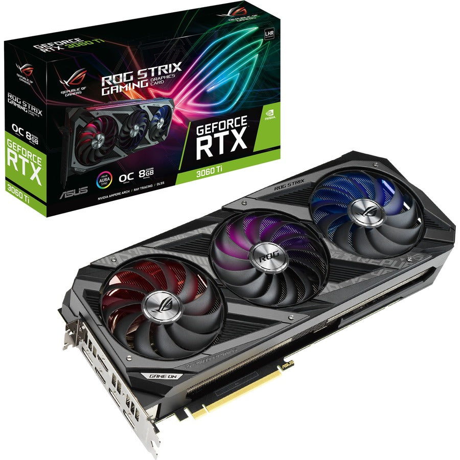 Carte graphique Asus ROG NVIDIA GeForce RTX 3060 Ti - 8 Mo GDDR6 ROG-STRIX-RTX3060TI-O8G-V