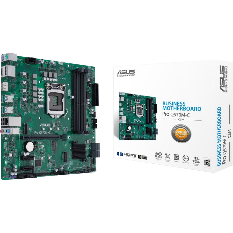 Carte mère de bureau Asus Q570M-C/CSM - Chipset Intel - Socket LGA-1200 - Mémoire Intel Optane compatible - Micro ATX PRO Q570M-C/CSM