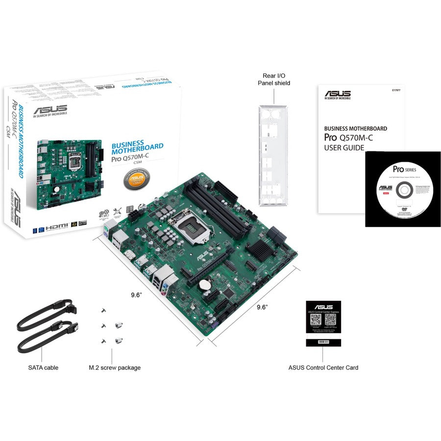 Carte mère de bureau Asus Q570M-C/CSM - Chipset Intel - Socket LGA-1200 - Mémoire Intel Optane compatible - Micro ATX PRO Q570M-C/CSM