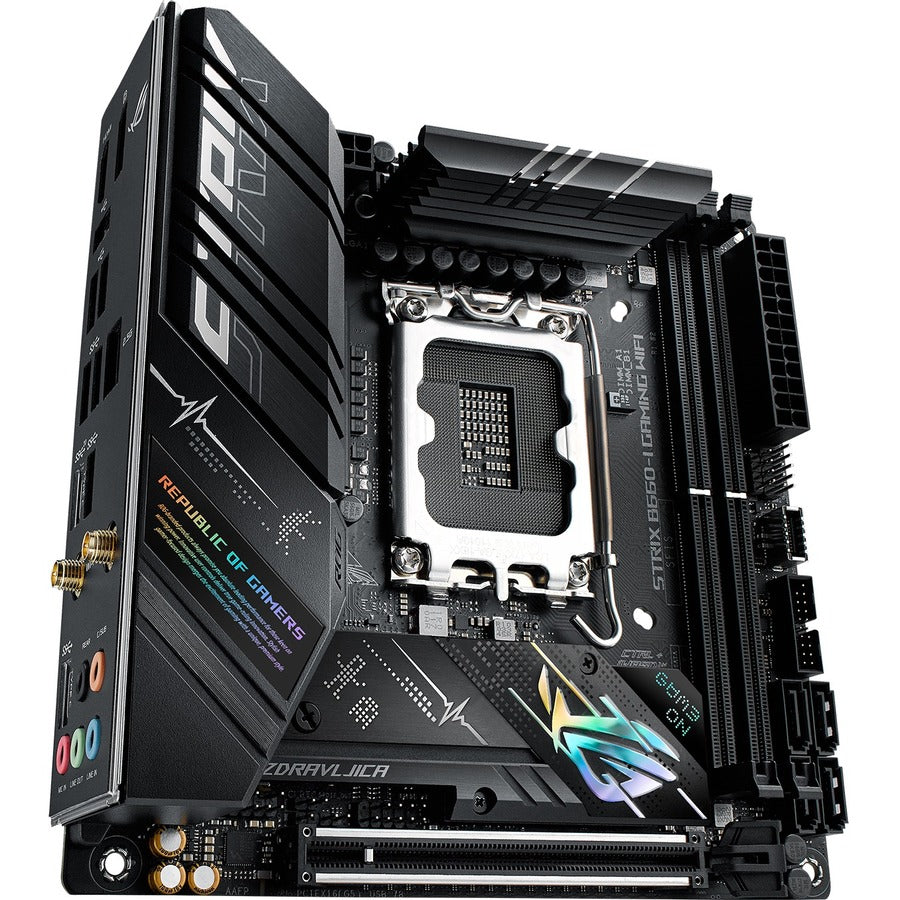 Carte mère de bureau gaming Asus ROG Strix B660-I GAMING WIFI - Chipset Intel B660 - Socket LGA-1700 - Mémoire Intel Optane compatible - Mini ITX ROGSTRIXB660-IGAMINGWIFI