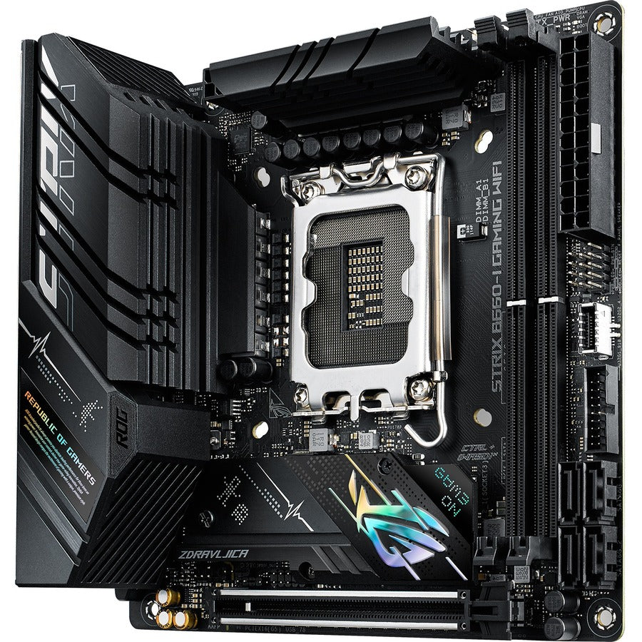 Carte mère de bureau gaming Asus ROG Strix B660-I GAMING WIFI - Chipset Intel B660 - Socket LGA-1700 - Mémoire Intel Optane compatible - Mini ITX ROGSTRIXB660-IGAMINGWIFI