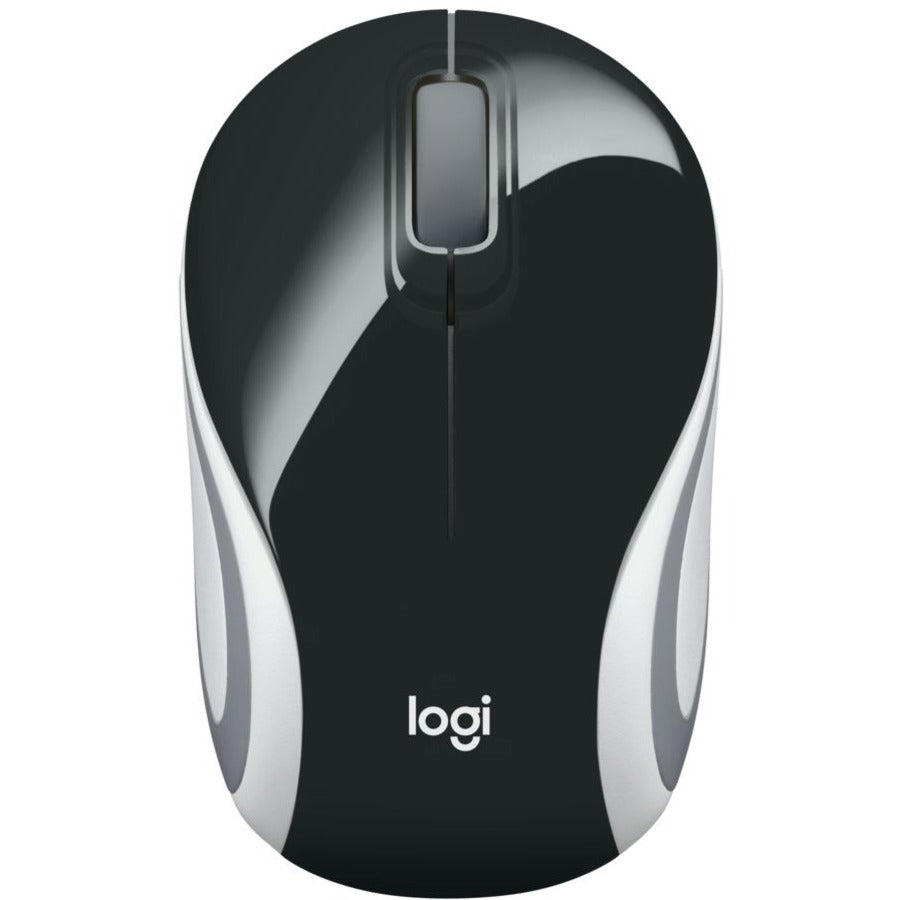 Souris sans fil Logitech Mini M187 ultra portable, 2,4 GHz avec récepteur USB, suivi optique 1 000 DPI, 3 boutons, PC/Mac/ordinateur portable - Noir (avec bande blanche) 910-005459