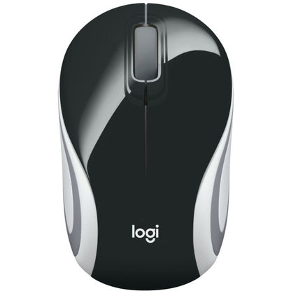 Souris sans fil Logitech Mini M187 ultra portable, 2,4 GHz avec récepteur USB, suivi optique 1 000 DPI, 3 boutons, PC/Mac/ordinateur portable - Noir (avec bande blanche) 910-005459
