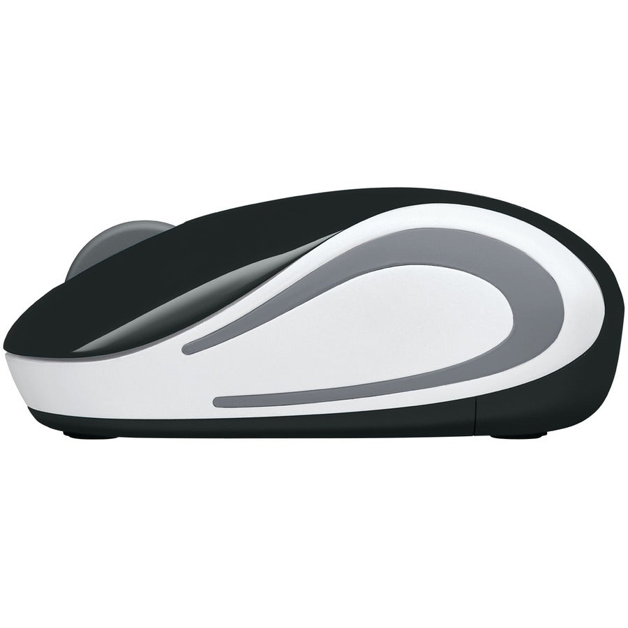 Souris sans fil Logitech Mini M187 ultra portable, 2,4 GHz avec récepteur USB, suivi optique 1 000 DPI, 3 boutons, PC/Mac/ordinateur portable - Noir (avec bande blanche) 910-005459