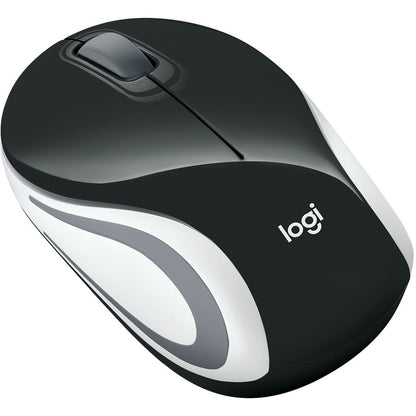 Souris sans fil Logitech Mini M187 ultra portable, 2,4 GHz avec récepteur USB, suivi optique 1 000 DPI, 3 boutons, PC/Mac/ordinateur portable - Noir (avec bande blanche) 910-005459