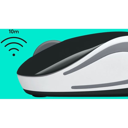 Souris sans fil Logitech Mini M187 ultra portable, 2,4 GHz avec récepteur USB, suivi optique 1 000 DPI, 3 boutons, PC/Mac/ordinateur portable - Noir (avec bande blanche) 910-005459