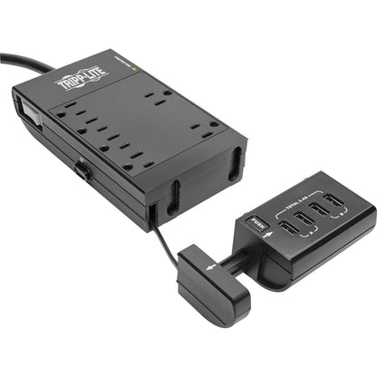 Multiprise avec parasurtenseur Tripp Lite 6 prises avec 4 ports de chargement/synchronisation USB - 6 x NEMA 5-15R, 4 x USB - 1800 VA - 1080 J - Entrée 120 V CA TLP66USBR