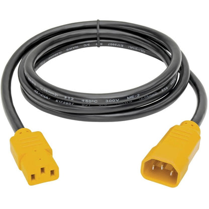 Câble d'extension de cordon d'alimentation Tripp Lite 6 pieds C14 à C13 robuste jaune 15 A 14 AWG 6' P005-006-YW